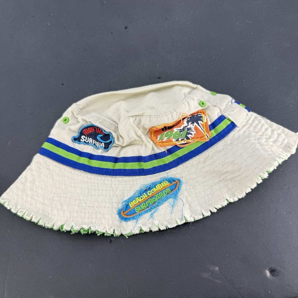 The Childrens Place Beige Cotton Bucket Hat Youth OS Surf Theme Patches - Picture 1 of 7